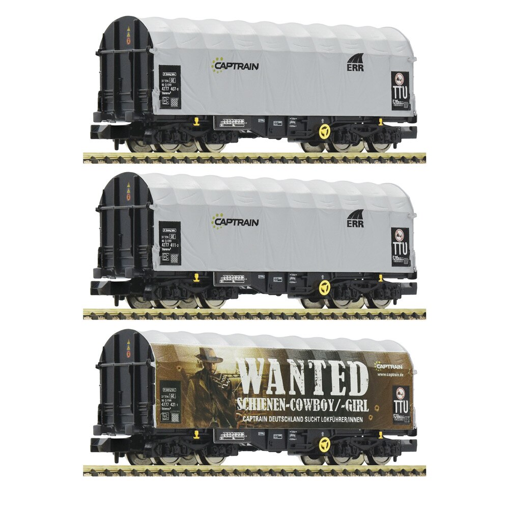 Set 3 Vagoane Fleischmann, cu Prelata Captrain, scara N