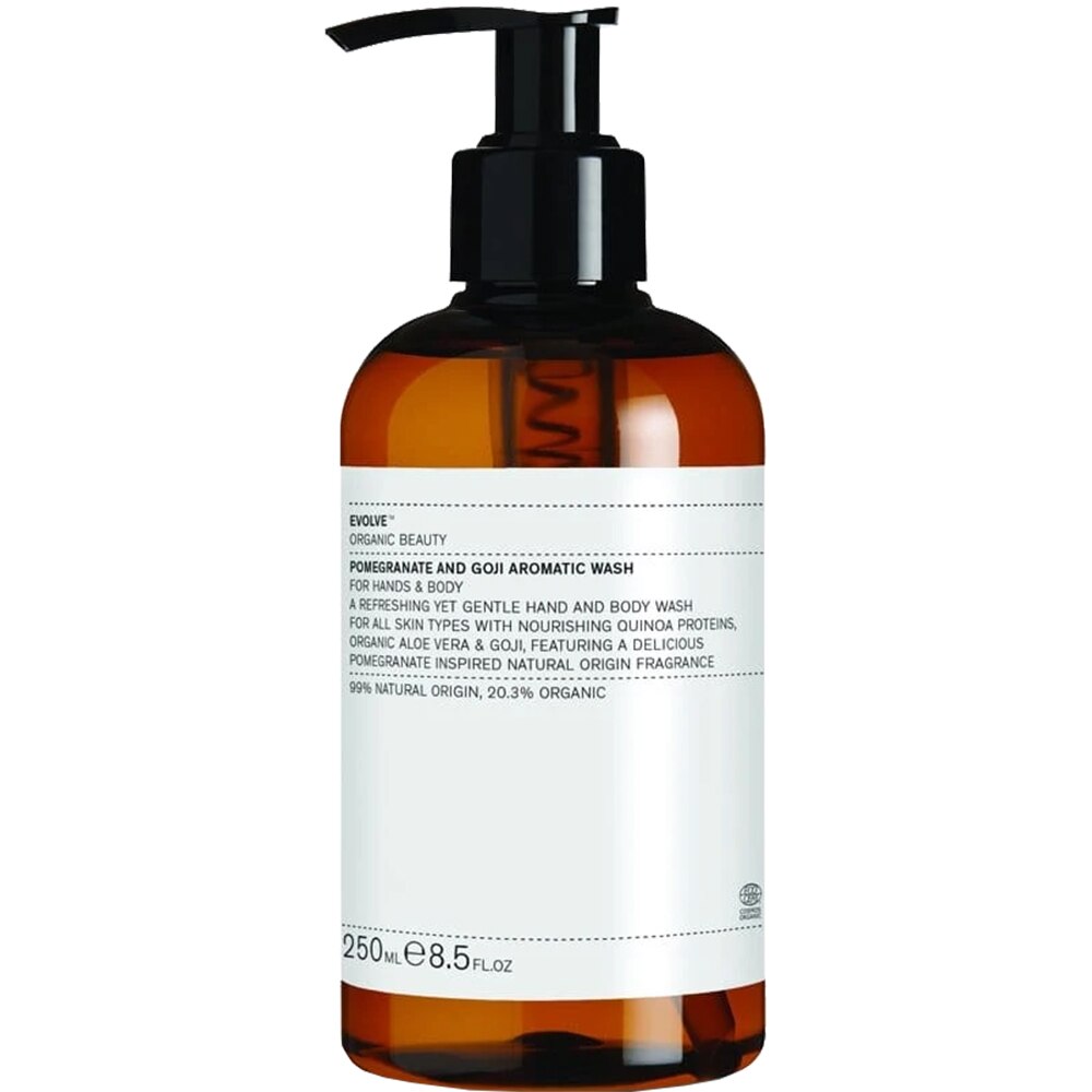 Sapun lichid Evolve Organic Beauty Pomegranate And Goji Aromatic Wash pentru maini si corp 250 ml