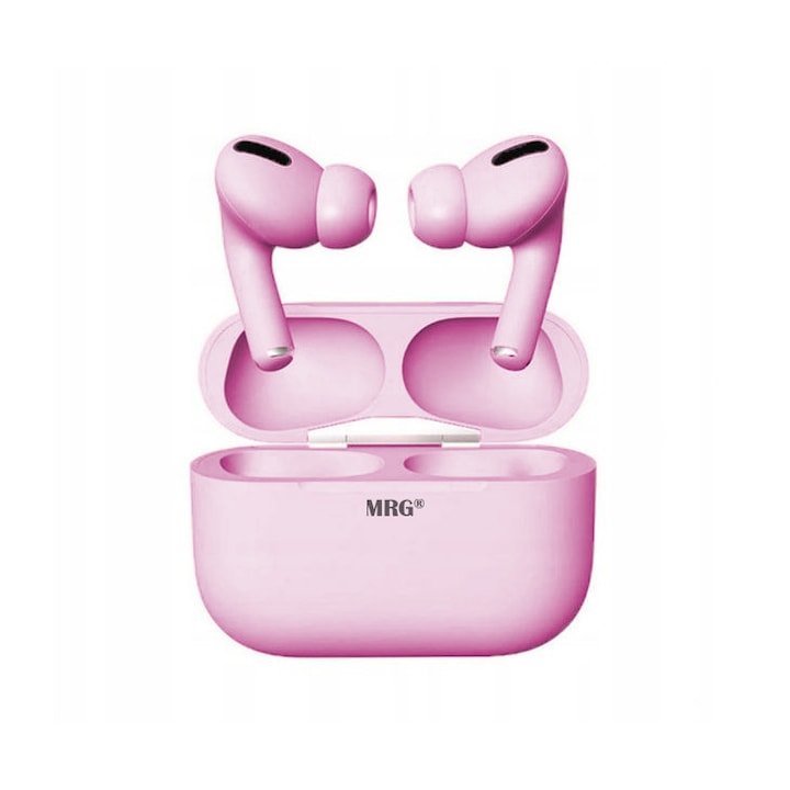 Слушалки MRG MinPods3, Bluetooth, Със зареждаща кутия, LCD дисплей, Розови