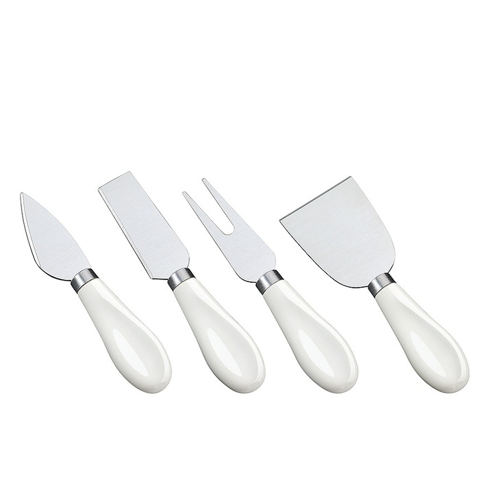 Set 4 cutite branzeturi, Otel inoxidabil, Alb