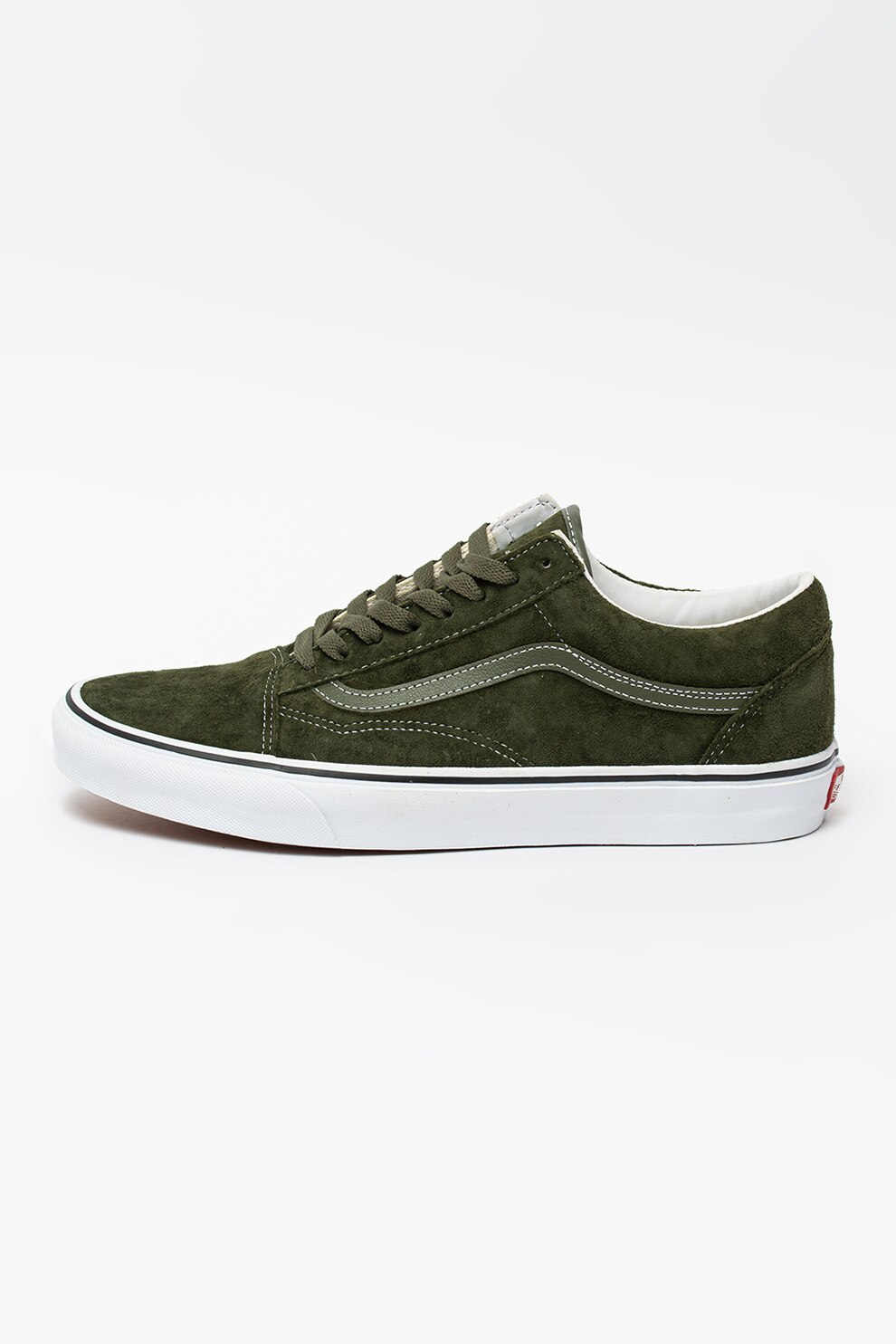 Vans, Pantofi sport de piele intoarsa cu insertii de piele Old Skool, Verde forest, 40.5