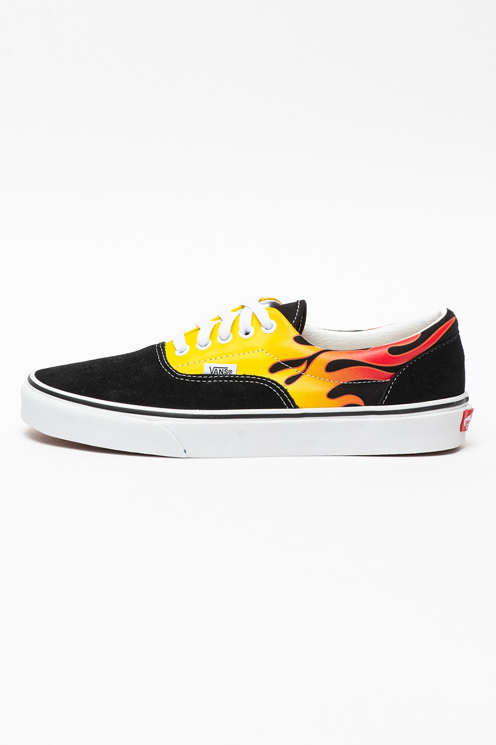 Vans, Tenisi de panza si piele cu design flacara Era, Negru/Galben