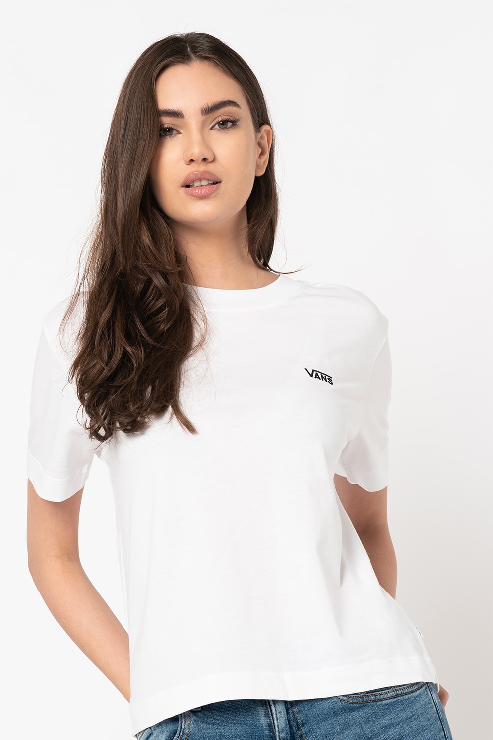 Vans, Tricou cu decolteu la baza gatului Junior, Alb/Negru