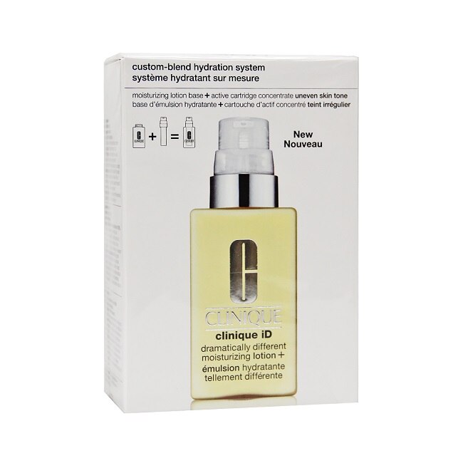 Set Clinique ID Custom-Blend Hydration System, Moisturizing Lotion Base 115ml, Active Cartridge Concentrate Uneven Skin Tone 10ml