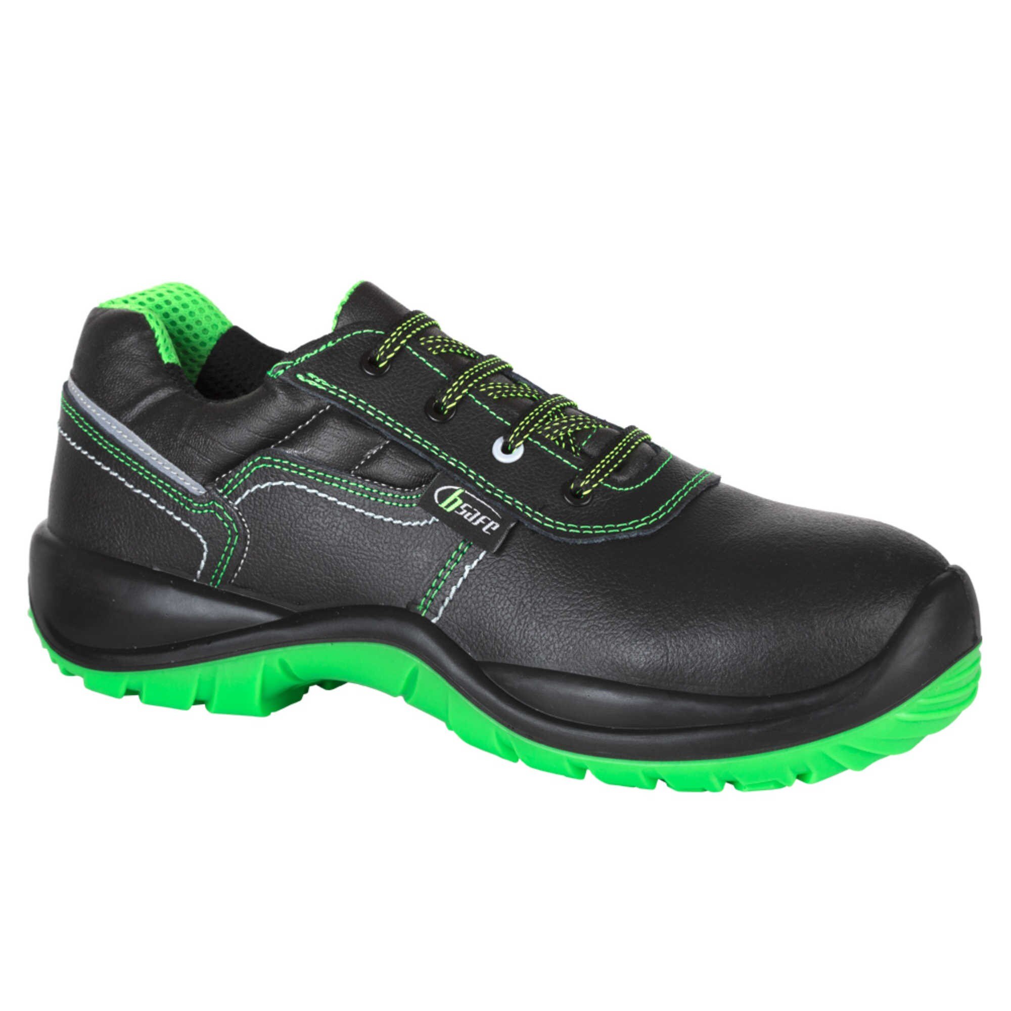 Pantofi de protectie Raw, cu bombeu compozit, piele pigmentata de bovina, negru/verde, S3 SRC, marimea 43