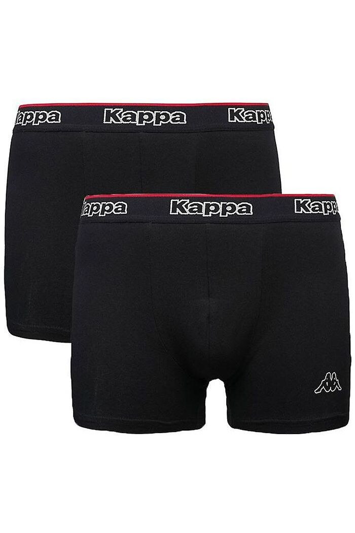 Set 2 boxeri KAPPA, 95% BBC, banda elastica colorata cu LOGO, negru/negru