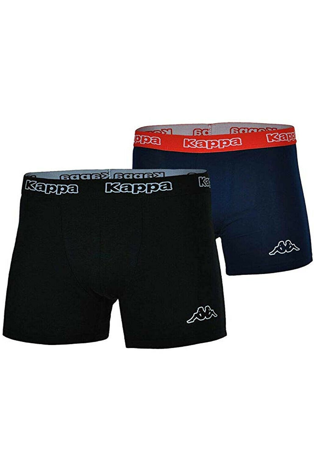 Set 2 boxeri KAPPA, 95% BBC, banda elastica colorata cu LOGO, negru/bleumarin