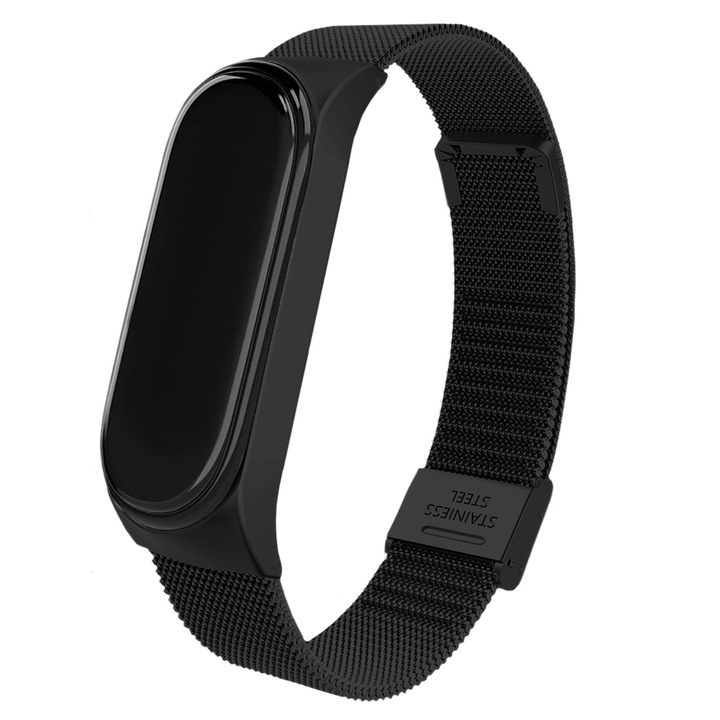 OEM fém karkötő, csattal ellátott szíj Xiaomi Mi Band 5/6-hoz, fekete