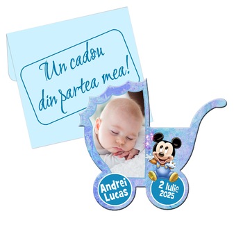 Marturie botez magnet, Personalizari Cadouri, forma carucior cu plic bleu, dimensiune 9x9 cm Marturie botez magnet, Personalizari Cadouri, forma carucior cu plic bleu, dimensiune 9x9 cm