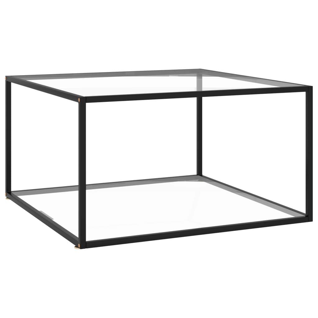 Masa de ceai si cafea, vidaXL, Sticla securizata, 90 x 90 x 50 cm, Transparent