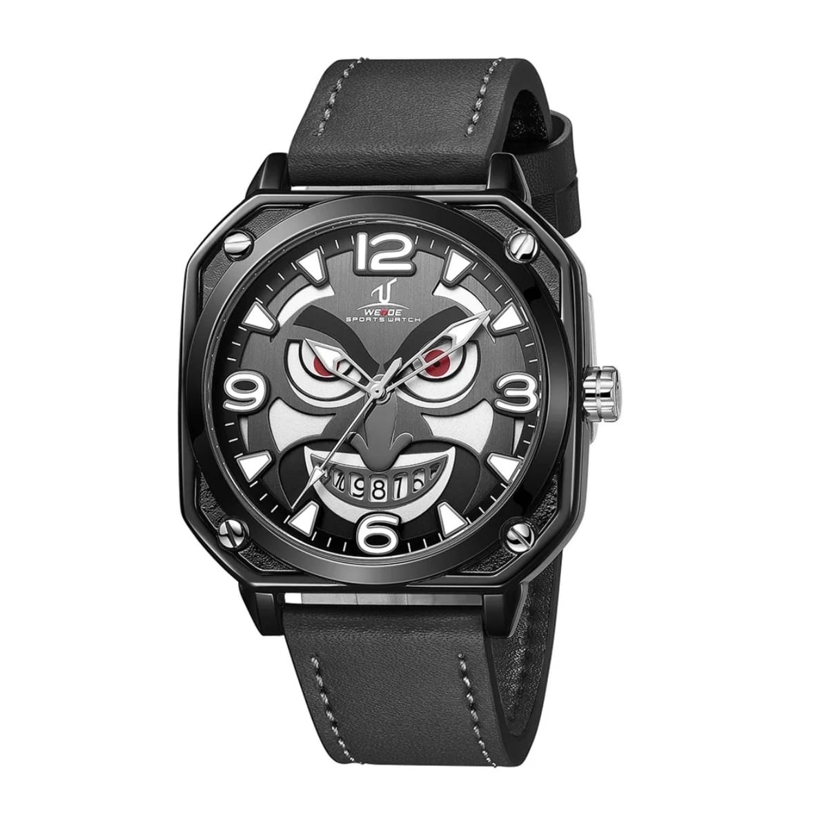 Ceas barbatesc Weide UV-2001B afisaj data indici luminescenti cadran negru curea piele neagra