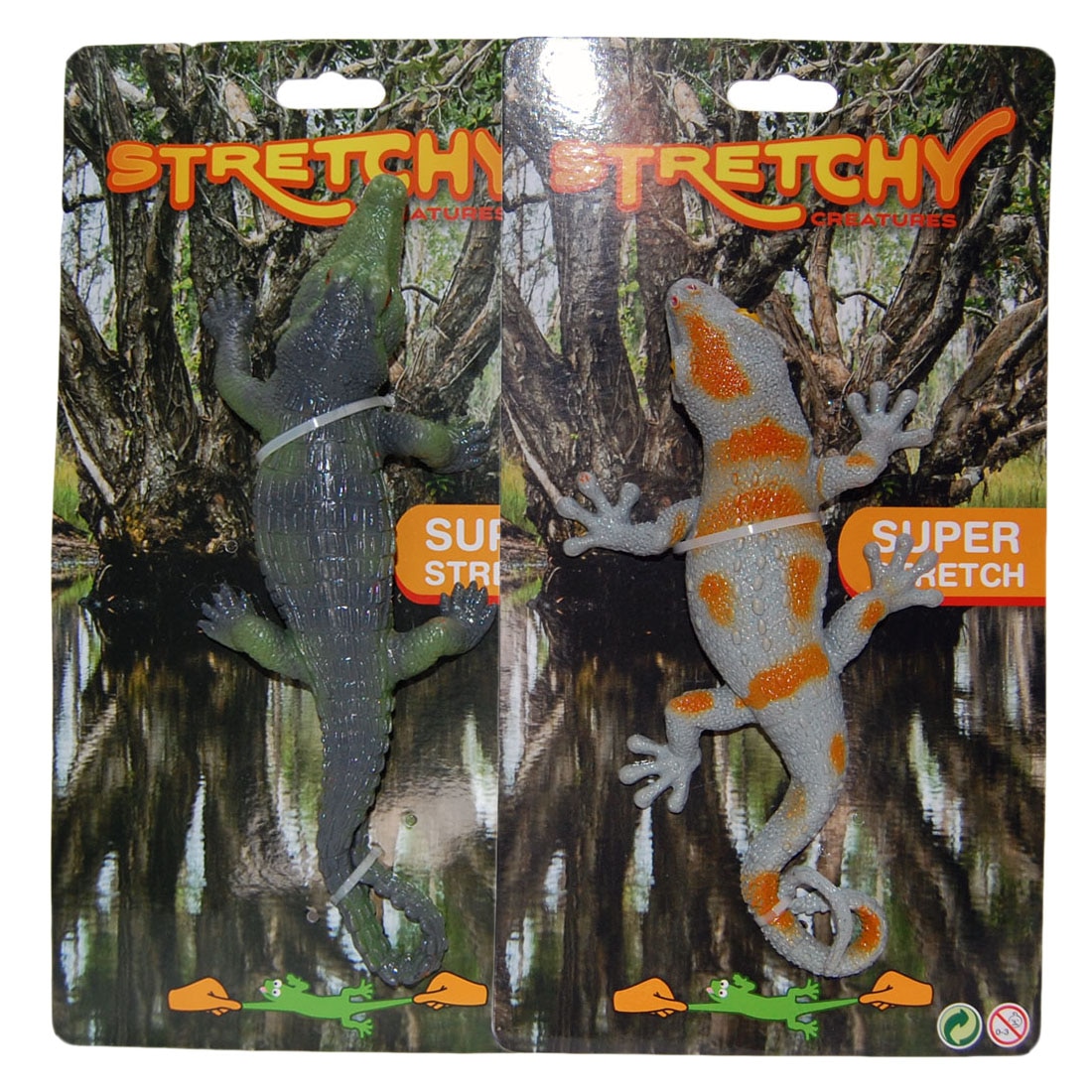Set figurine - 2 crocodili super elastici din silicon, kaki/gri, 25 cm