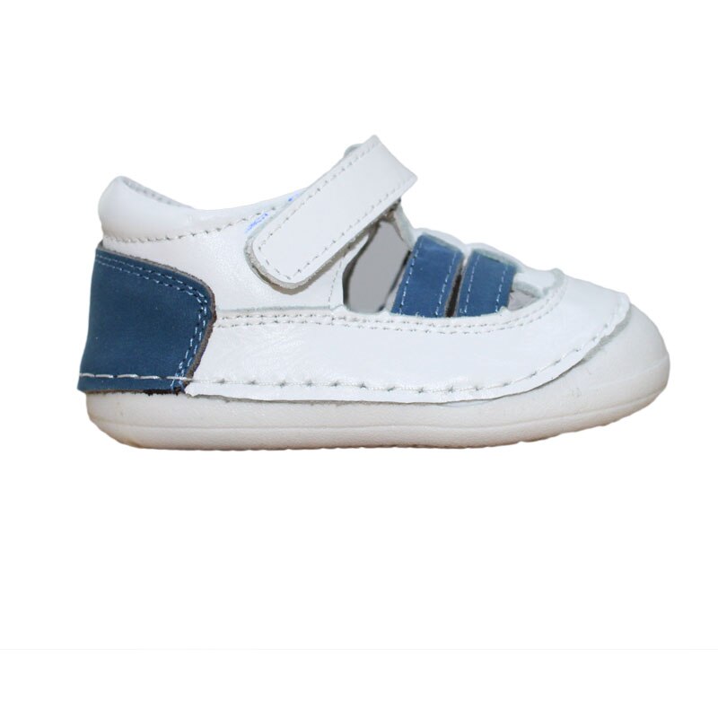 Pantofi copii cu talpa moale din piele Truffi A3310, Alb/Albastru