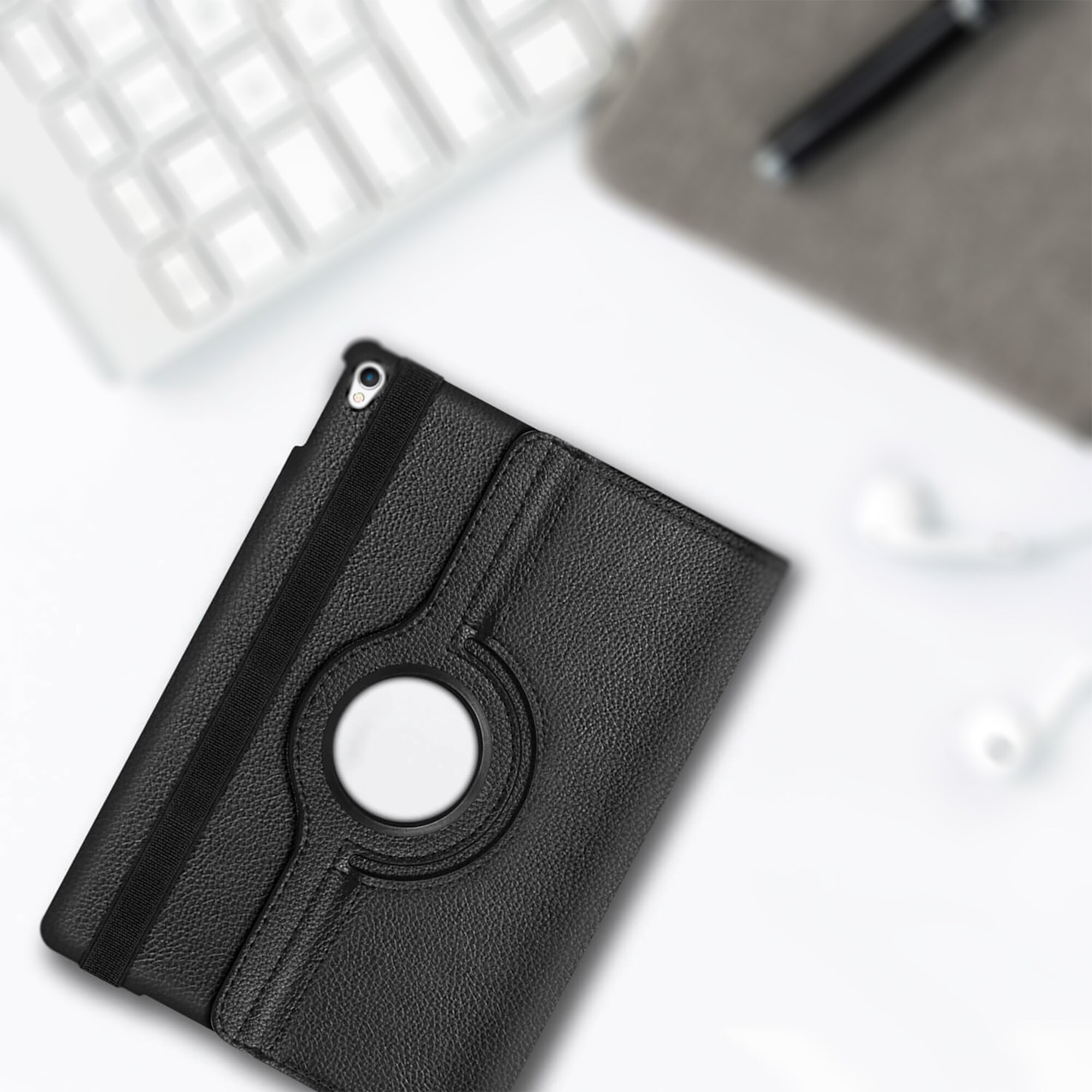 Husa de protectie tableta 360 ° pentru Apple iPad Pro 10.5 (2017), Piele ecologica, Negru