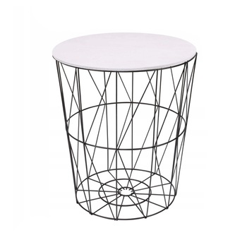 Masuta de cafea rotunda din MDF cu cadru metalic, inaltime 40 cm, diametru 35 cm, alb/negru Masuta de cafea rotunda din MDF cu cadru metalic, inaltime 40 cm, diametru 35 cm, alb/negru