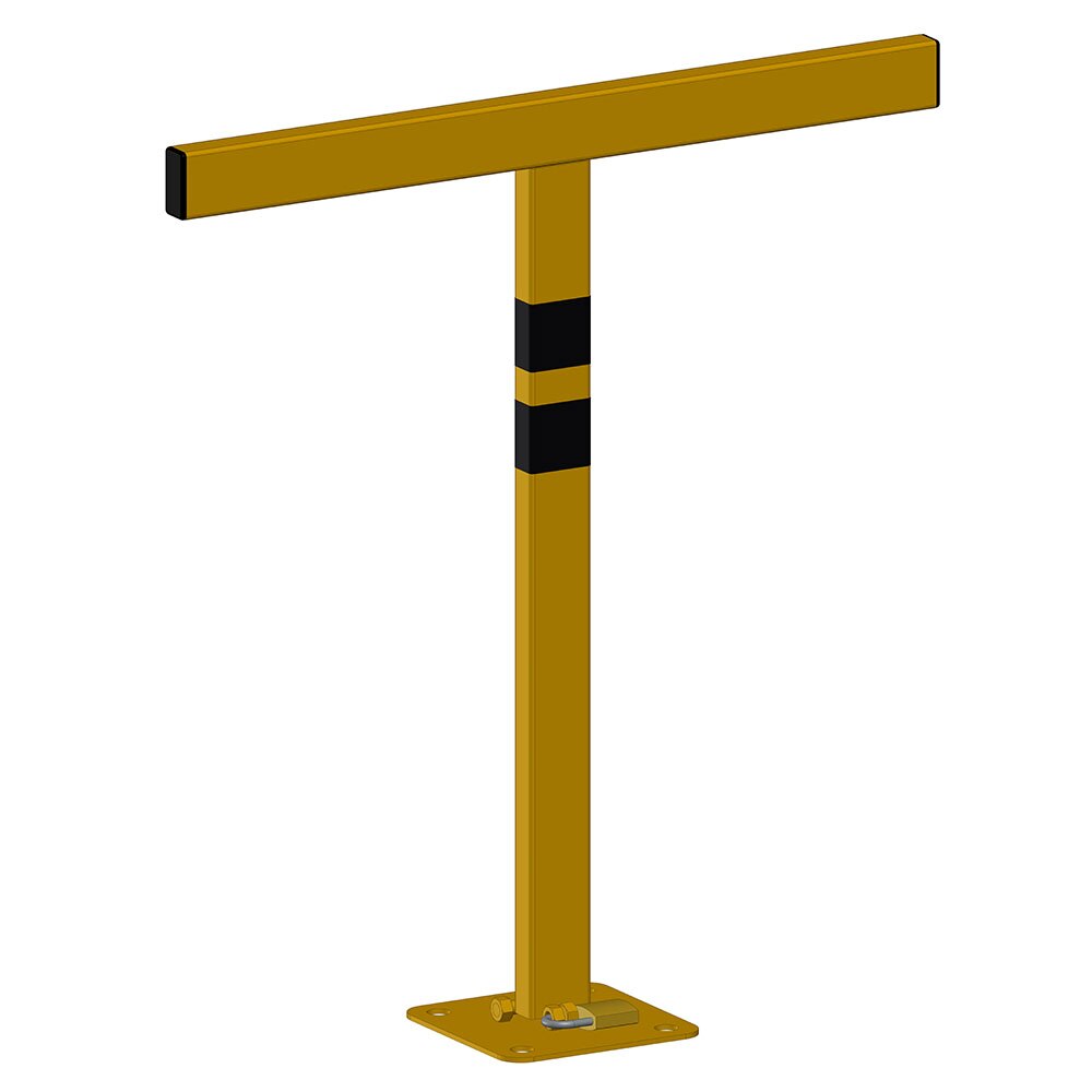 Blocator parcare tip T, Sigtra, TeCO, model BPT-02, 500x550 mm, lacat, dibluri, holsuruburi, galben, economic