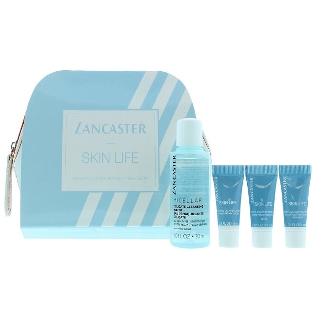 Set 5 piese,Lancaster,Crema de zi 3ml,Crema de ochi 3ml, Primer 3ml,Apa micelara 30ml,Geanta cadou
