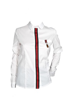 Camasa dama, cu banda contrastanta verde/rosu, Alb Camasa dama, cu banda contrastanta verde/rosu, Alb