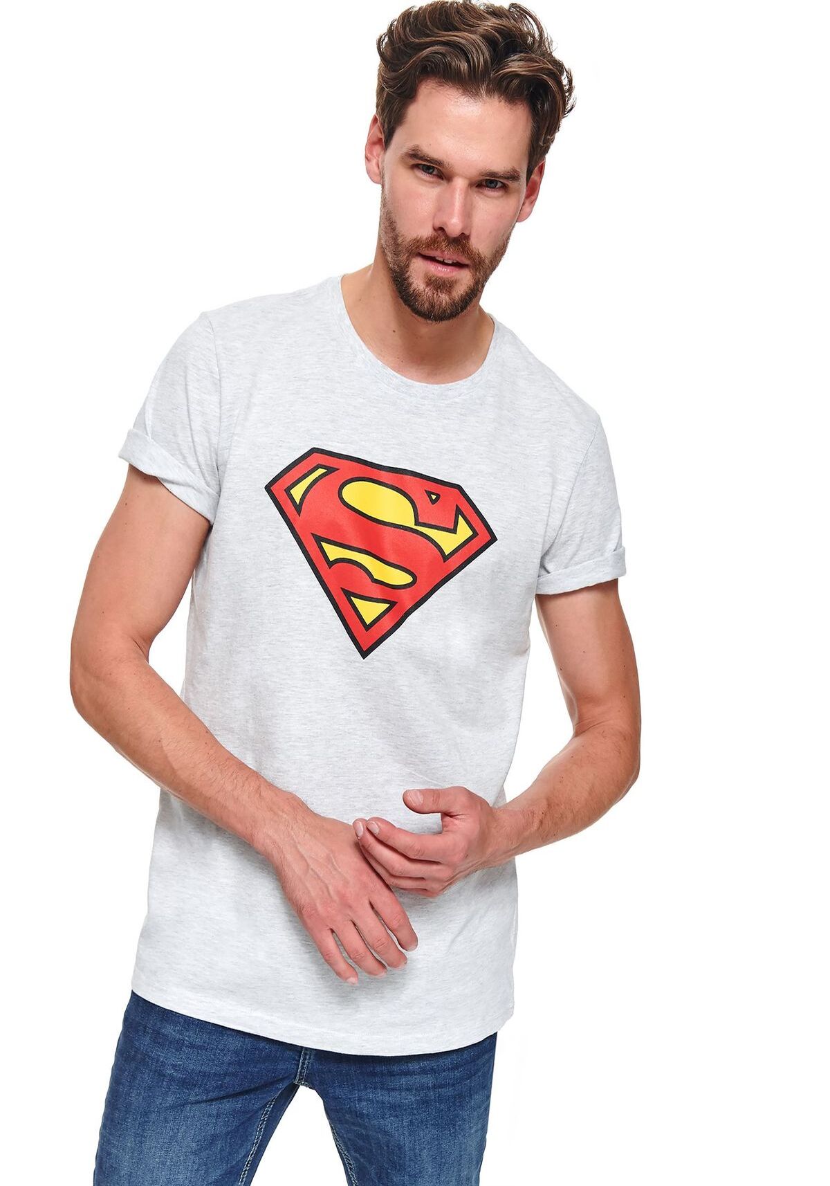 Tricou barbati, TOP SECRET, SPO4415, Gri deschis