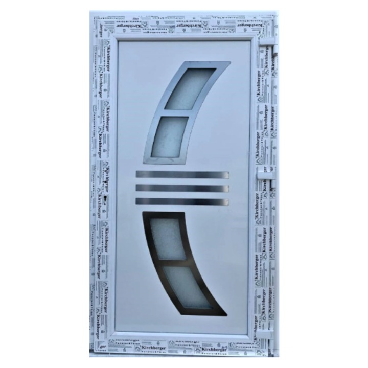 Usa de intrare (interior/exterior), Termopan/PVC, 6 camere, Inoxline 03 ( aplicatii inox), culoare Alb, dimensiune 90x200