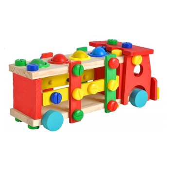 Camion din Lemn Montessori, KinderVibe®, Include Ciocan si 4 Bile Colorate, Surubelnita si Suruburi, Dezvolta Creativitatea si Abilitatile Manuale, Multicolor Camion din Lemn Montessori, KinderVibe®, Include Ciocan si 4 Bile Colorate, Surubelnita si Suruburi, Dezvolta Creativitatea si Abilitatile Manuale, Multicolor
