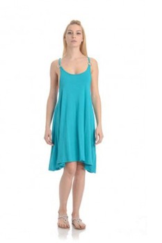 Rochie de plaja cu detaliu metalic, Guess , Albastru azur , L Rochie de plaja cu detaliu metalic, Guess , Albastru azur , L