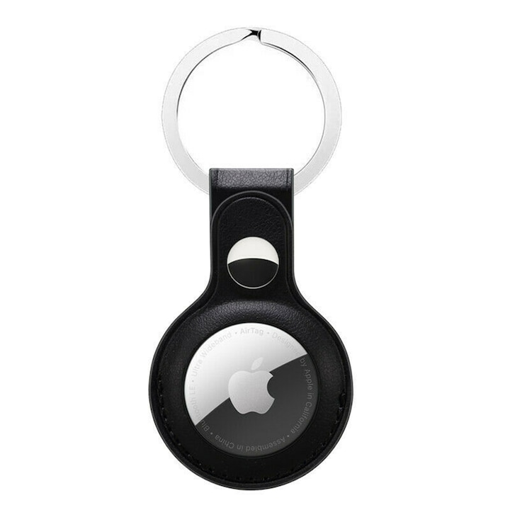Кожен калъф за Apple AirTag, Keychain, Optim Protection, черен