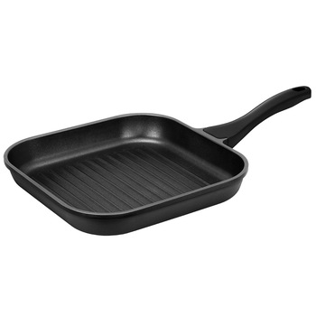 Tigaie grill cu inductie, 28 cm, Aluminiu turnat, 3 straturi antiaderente ILAG ULTIMATE, Fara PFOA, Negru Tigaie grill cu inductie, 28 cm, Aluminiu turnat, 3 straturi antiaderente ILAG ULTIMATE, Fara PFOA, Negru