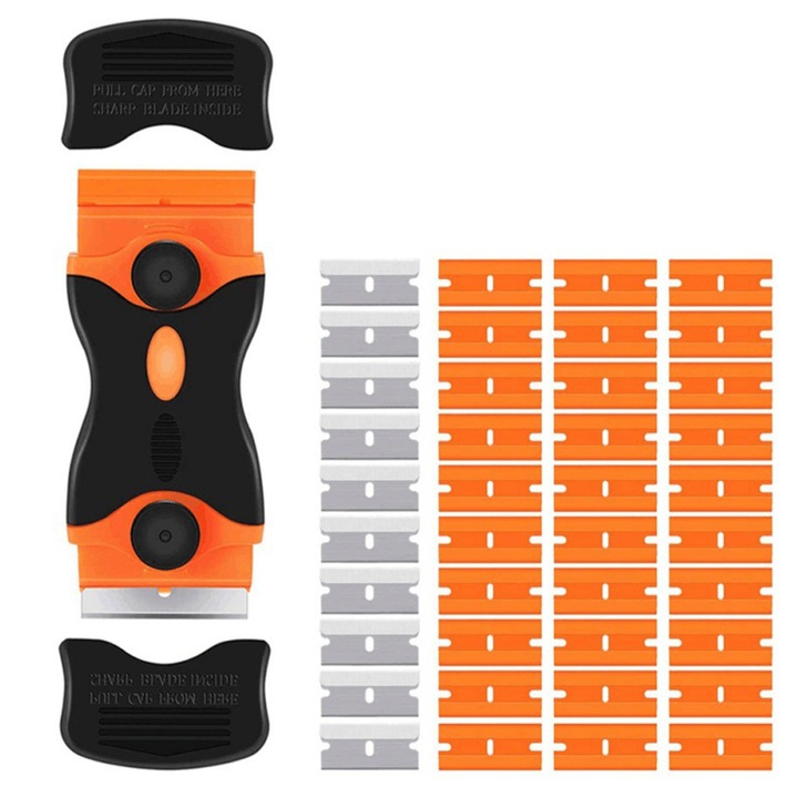 Set Racleta pentru plita, Amtok®, 40 de lame, Otel inoxidabil/Plastic
