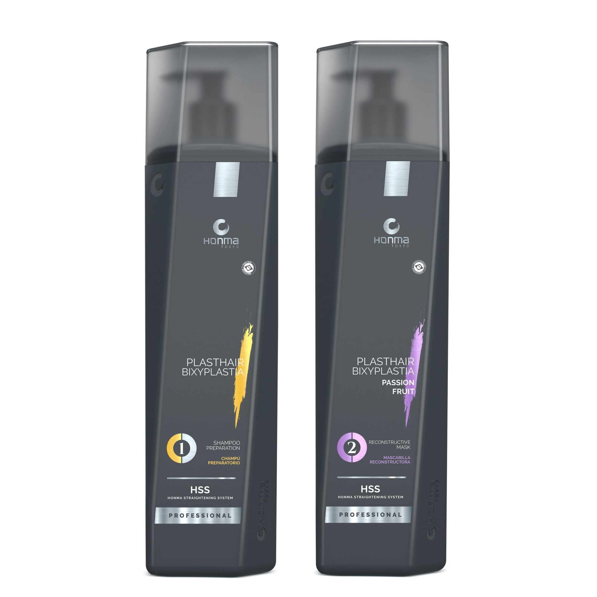 Set tratament keratina indreptare par grosime medie ondulat - Bixyplastia Passion Fruit 1L, Honma Tokyo