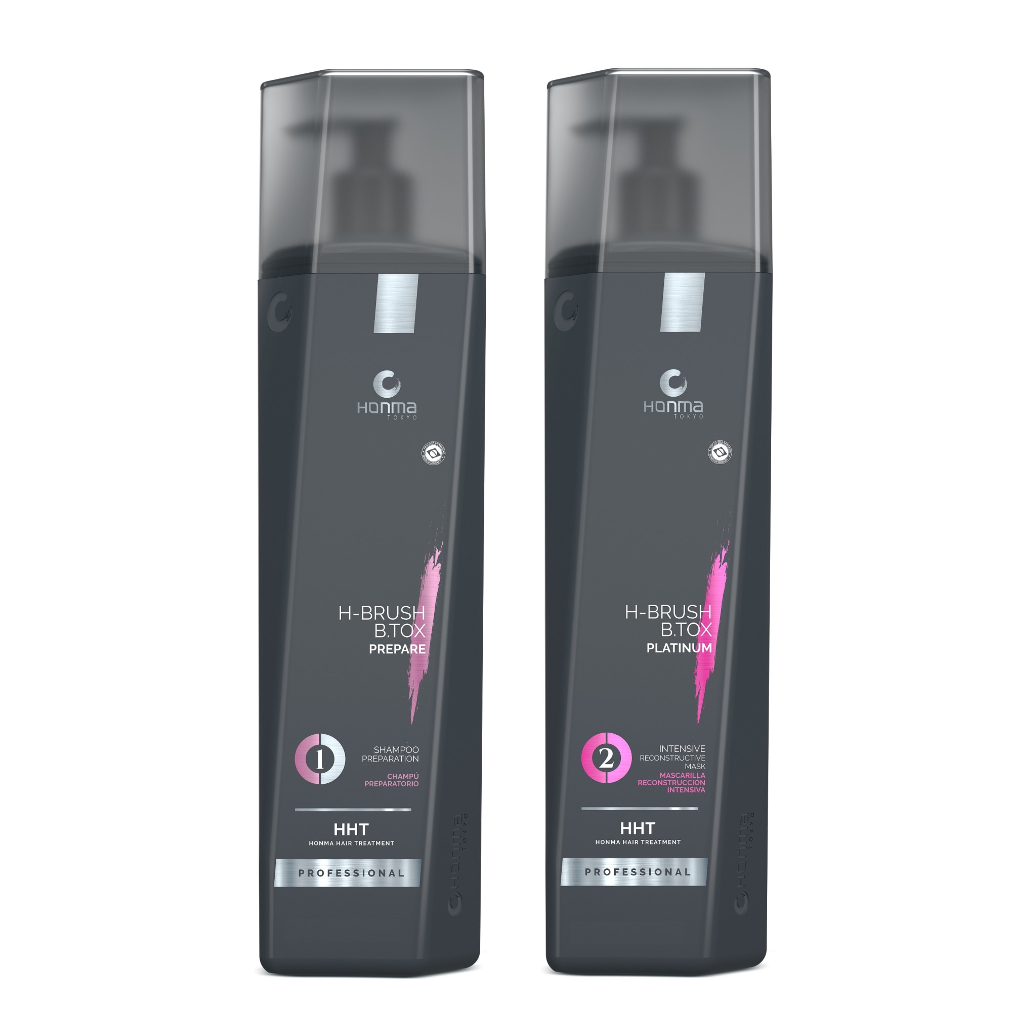 Set tratament botox reconstructie si hidratare par deteriorat - H-Brush B.tox Platinum 1L, Honma Tokyo