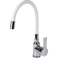 Baterie bucatarie SanDonna F 995, cu aerator, cartus ceramic, Alama, Alb