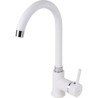 Baterie bucatarie SanDonna F 7073, cu aerator, cartus ceramic, Alama, Alb