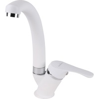 Baterie bucatarie SanDonna F 1069, cu aerator, cartus ceramic, Alama, Alb