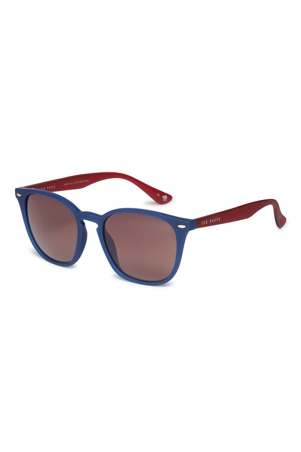 Ted Baker, Ochelari de soare colorblock cu logo discret, Albastru inchis/Rosu inchis, 51-19-145 Standard