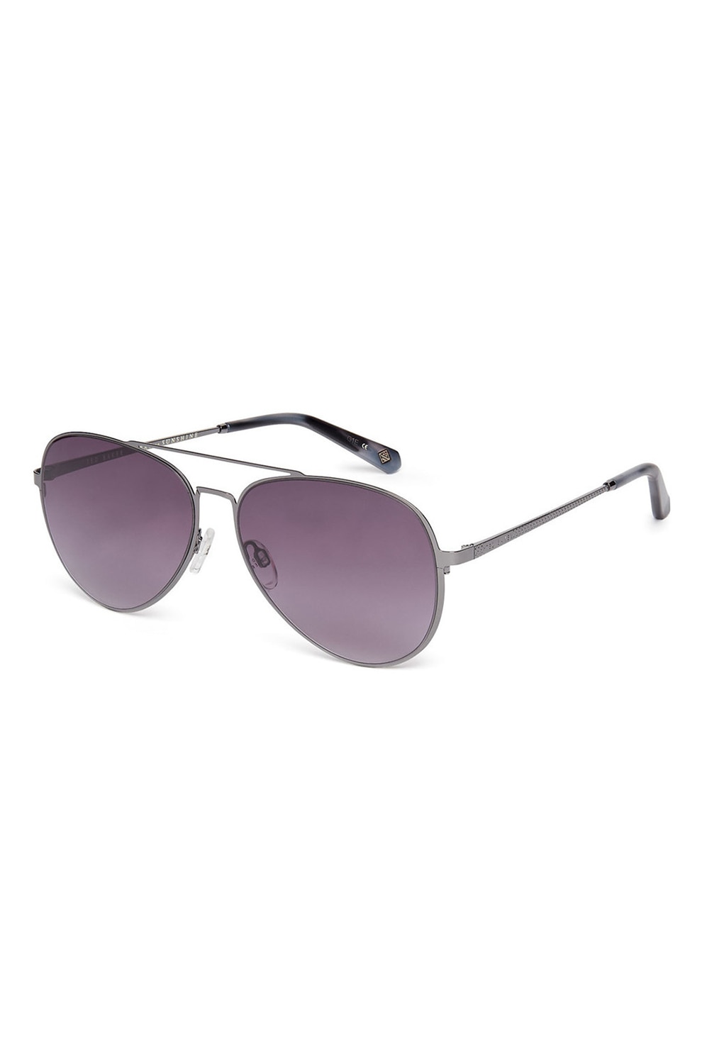 Ted Baker, Ochelari de soare aviator cu detalii texturate, Argintiu, 60-15-145 Standard