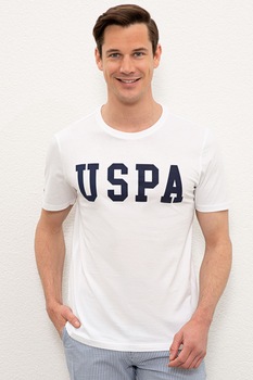 U.S. Polo Assn., Tricou regular fit cu imprimeu logo, Alb U.S. Polo Assn., Tricou regular fit cu imprimeu logo, Alb