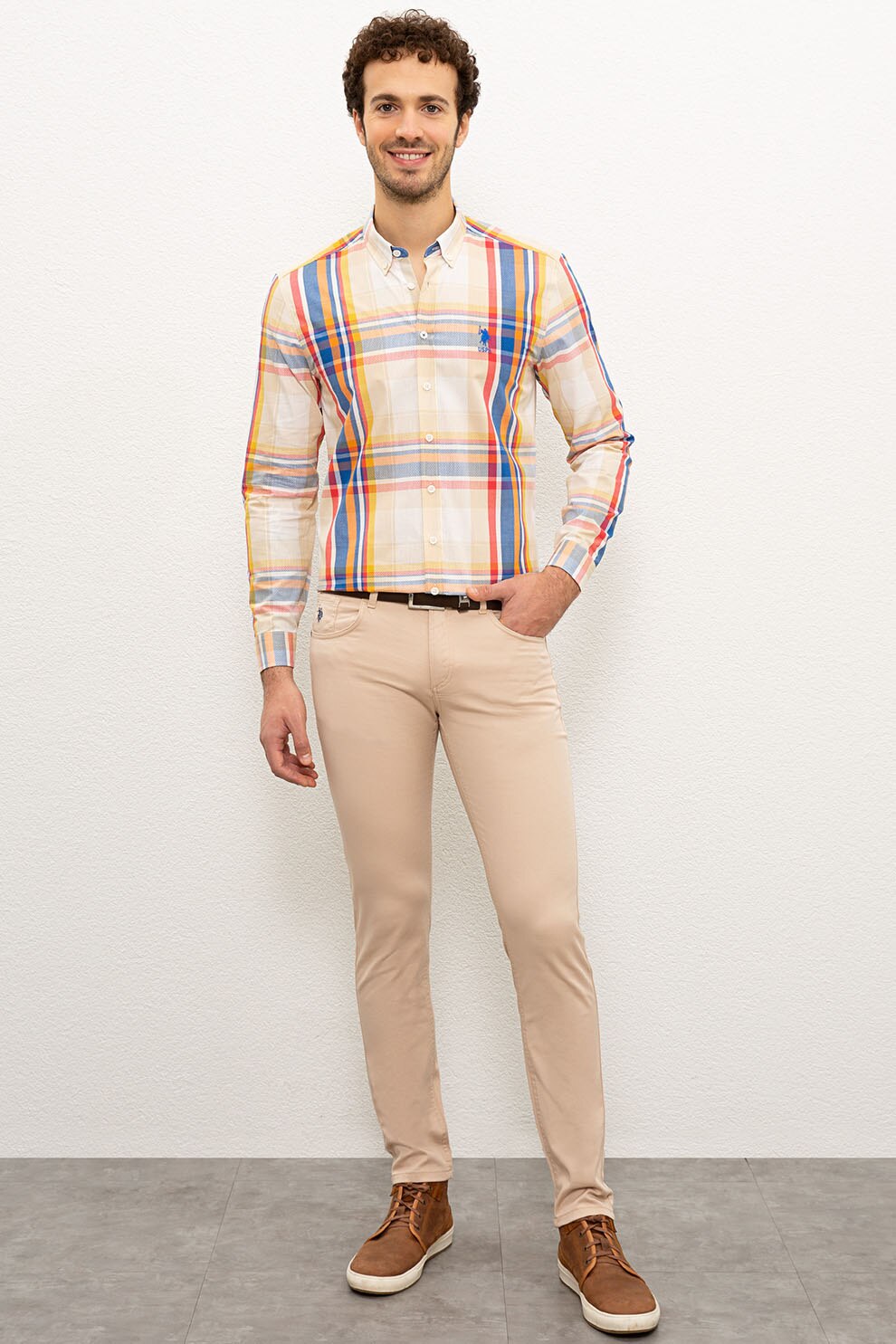 U.S. Polo Assn., Pantaloni slim fit, Maro nisip