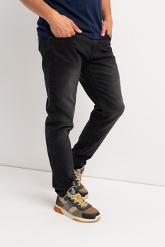 U.S. Polo Assn., Blugi slim fit cu aspect decolorat, Negru, 38 U.S. Polo Assn., Blugi slim fit cu aspect decolorat, Negru, 38