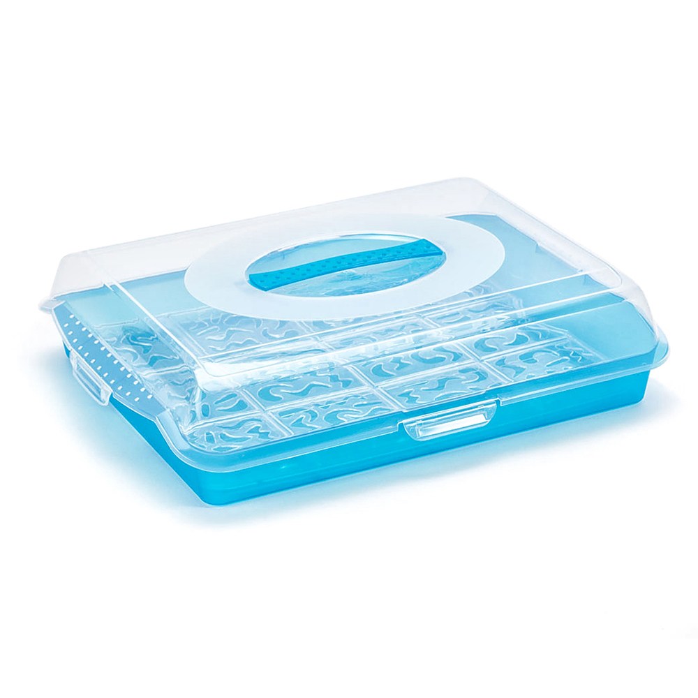 Caserola keeeper, Plastic, Transparent/Albastru, 44 x 34 cm