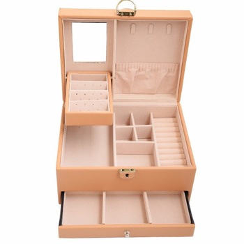 Cutie eleganta de dama Pufo Glamour pentru depozitare si organizare bijuterii si accesorii, model etajat, maro Cutie eleganta de dama Pufo Glamour pentru depozitare si organizare bijuterii si accesorii, model etajat, maro