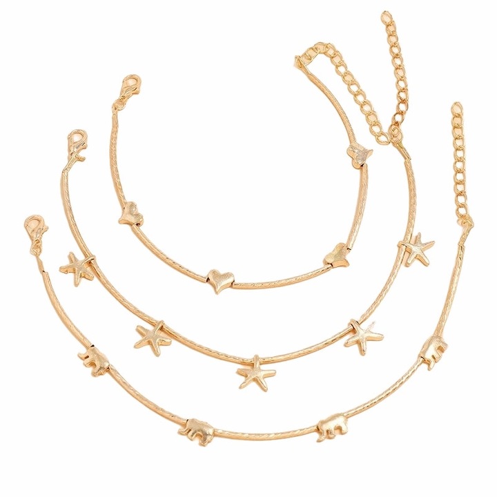 Set 3 bratari aurii, de picior, Torina C1, Pursehuit