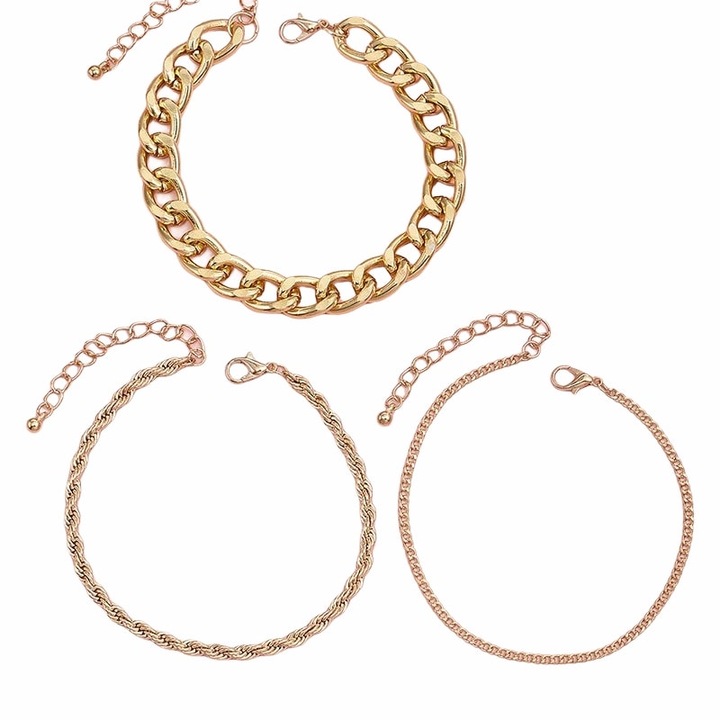 Set 3 bratari de picior, aurii, Torill C1, Pursehuit