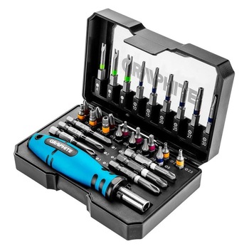 Set varfuri, biti, cu surubelnita, 31 buc, 25-50 mm, Graphite Set varfuri, biti, cu surubelnita, 31 buc, 25-50 mm, Graphite