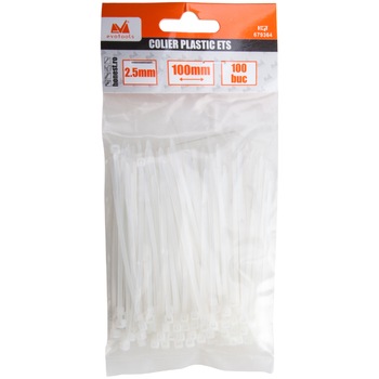 Set 100 buc coliere (soricei) plastic EvoTools 679364, 2.5x100 mm Set 100 buc coliere (soricei) plastic EvoTools 679364, 2.5x100 mm