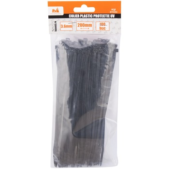 Set 100 buc coliere (soricei) plastic EvoTools 679354, protectie UV, 3.6x200 mm Set 100 buc coliere (soricei) plastic EvoTools 679354, protectie UV, 3.6x200 mm