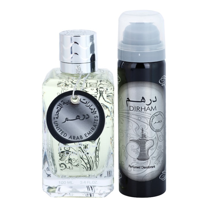 Ard Al Zaafaran Dirham készlet, férfi, 100 ml parfüm, 50 ml dezodor spray