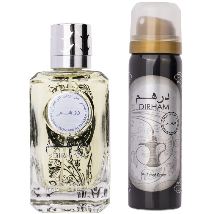 Set Ard Al Zaafaran, Dirham, Barbati: Apa de Parfum, 100 ml + Deodorant Spray, 50 ml
