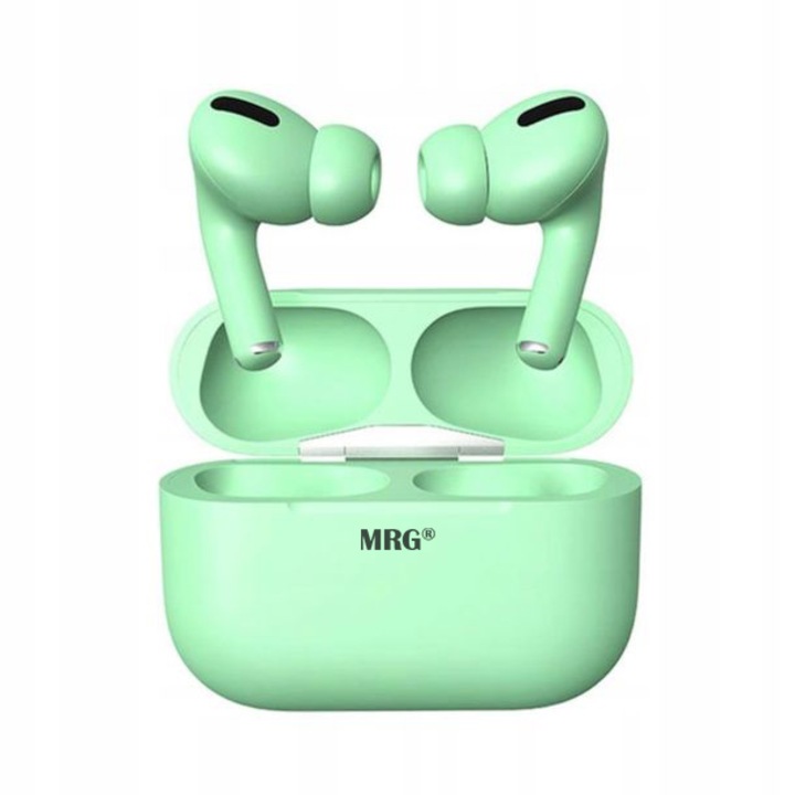 Слушалки MRG MinPods3, Bluetooth, Със зареждаща кутия, LCD дисплей, Зелени