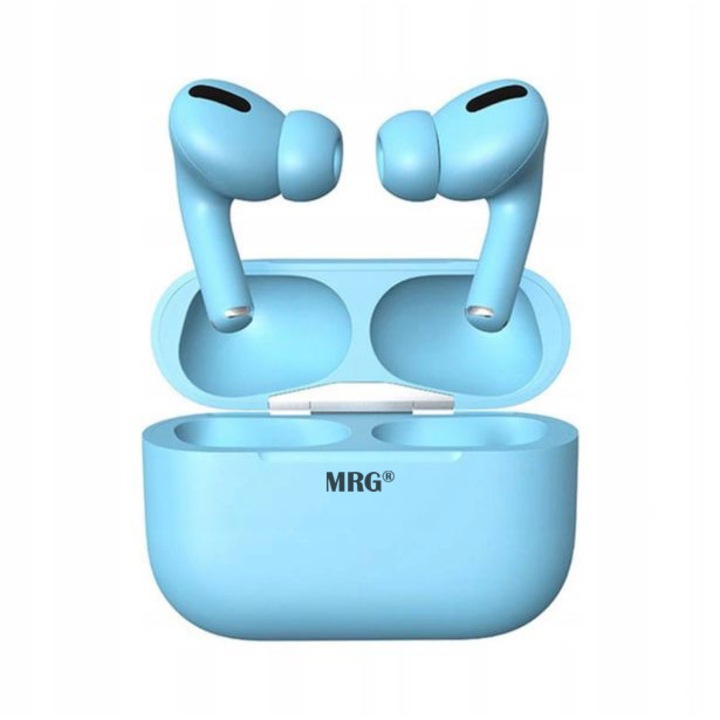 Слушалки MRG MinPods3, Bluetooth, Със зареждаща кутия, LCD дисплей, Сини